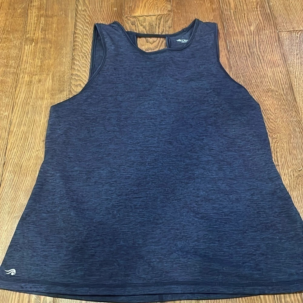 EUC Ideology Heathered Blue Key Hole Back Athletic Tank Top Size Large